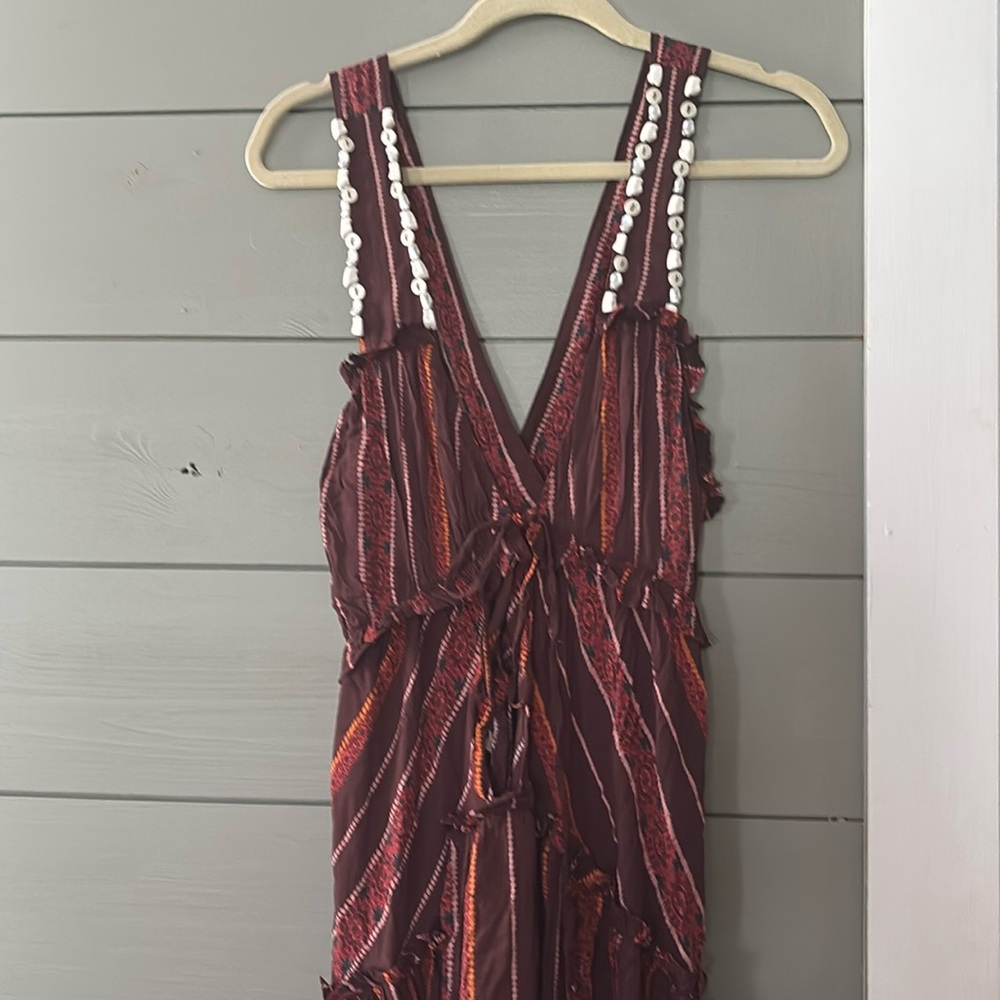 Anthropologie Striped Shell Embellished Maxi Dress